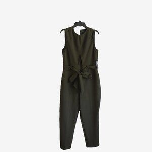 NWT - New York & Company Green Sleeveless Zipper Jumpsuit Waist Belt Pockets
